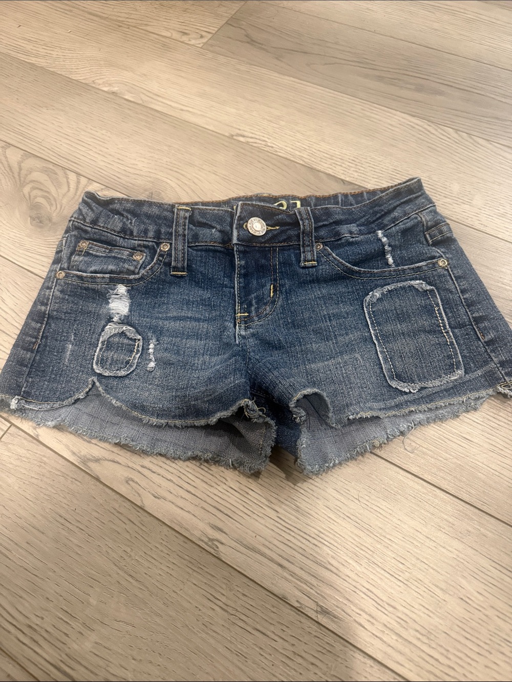 Rue21 Distressed Dark Blue Denim Shorts